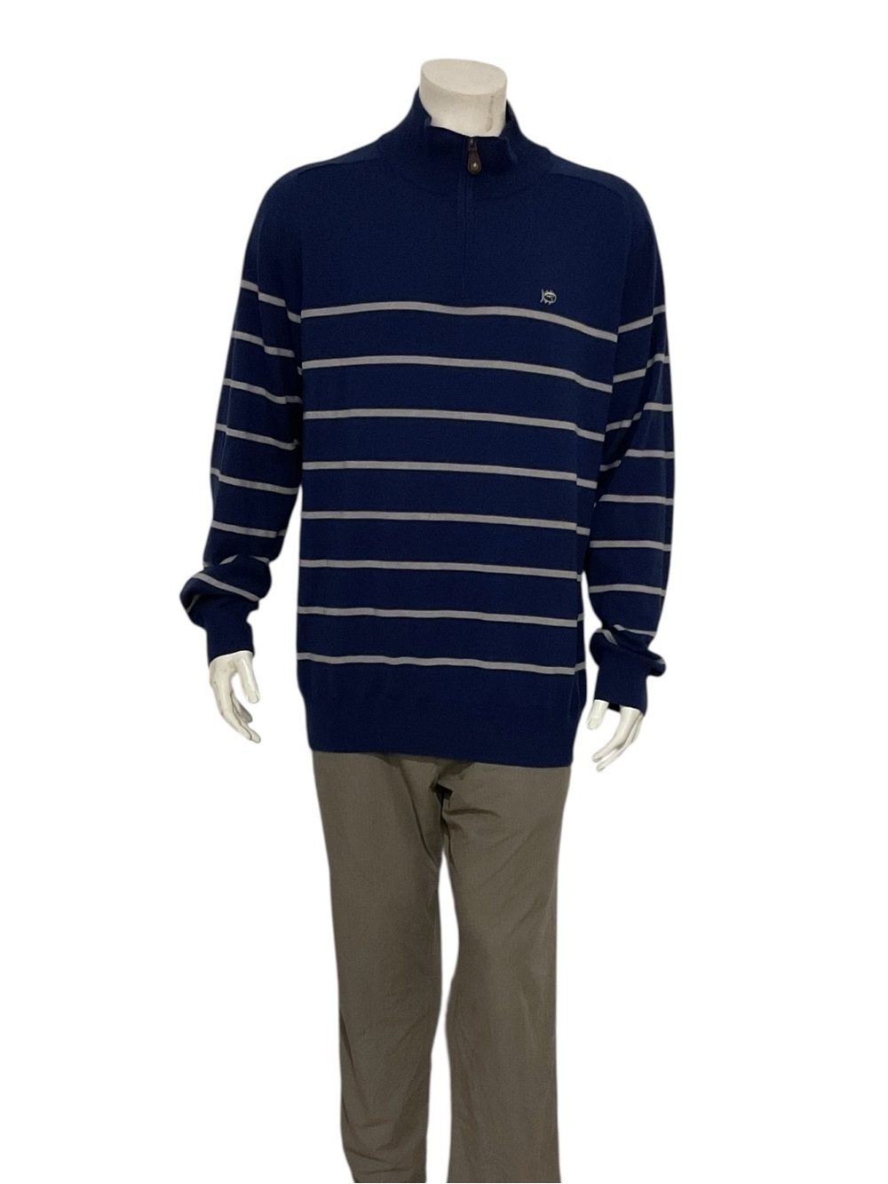 Southern Tide Men’s Blue Striped Wool Pullover Sweater